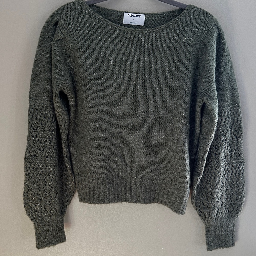 Old Navy Cropped Olive Knit Sweater, Sz S